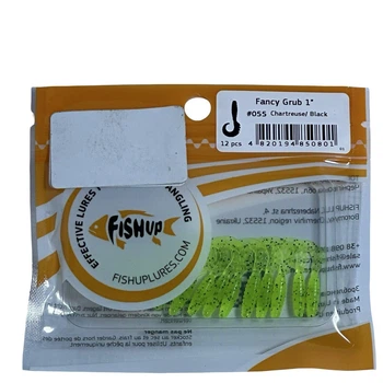 Силіконова приманка FishUp Fancy Grub 1" (12pcs.), #055 - Chartreuse/Black,10014116