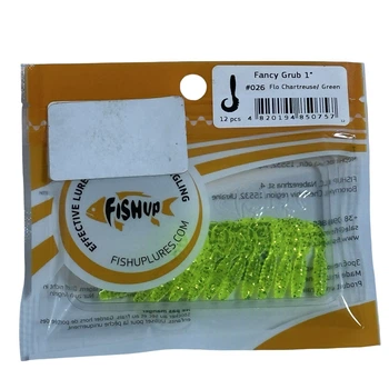 Силіконова приманка FishUp Fancy Grub 1" (12pcs.), #026 - Flo Chartreuse/Green,10014119