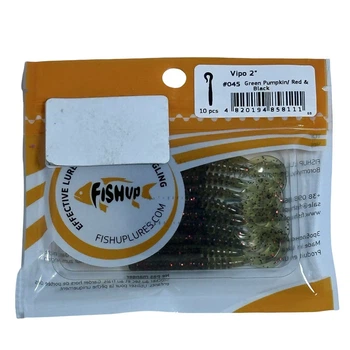Силіконова приманка FishUp Vipo 2" (10pcs.), #045 - Green Pumpkin/Red & Black,10061121