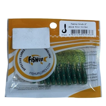 Силіконова приманка FishUp Fancy Grub 2" (10pcs.), #019 - Motor Oil/Red,10015214