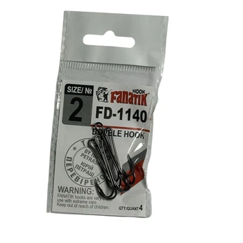 Крючок Fanatik FD-1140 №2 двойной 4шт.,FD-1140-2