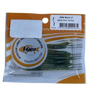 Силіконова приманка FishUp ARW Worm 2" (12pcs.), #019 - Motor Oil/Red,10012214