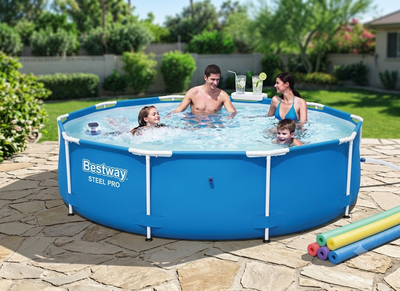 Каркасний круглий басейн Bestway Steel Pro 56677 (305 х 76 см) без насоса, голубий