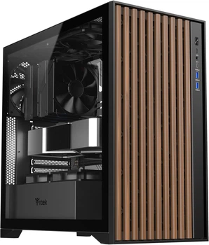Системный блок Itek WOODY / Mid-Tower / ATX, Micro-ATX, Mini-ITX / 3х181 мм ARGB / 1хUSB Type-C / Черный (101917505)