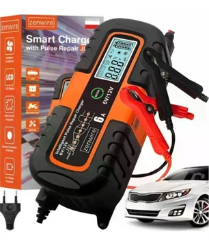 Зарядний пристрій Zenwire 6V/12V 6A з дисплеєм LCD, інтелектуальна зарядка для автомобільних АКБ AGM GEL WET з функцією відновлення