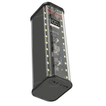Корпус для повербанка 45W на 8 аккумуляторов 18650 быстрая зарядка QC4.0+ PD3.0 VOOC PPS Type-C 2xUSB с дисплеем и LED фонарем