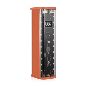 Корпус для повербанка 45W на 8 аккумуляторов 18650 QC4.0+ PD3.0 быстрая зарядка VOOC PPS Type-C 2xUSB с дисплеем Оранжевый
