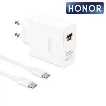 Сетевое зарядное устройство HONOR SuperCharge USB-A+Type-c 100W OEM EU (с кабелем 1м)