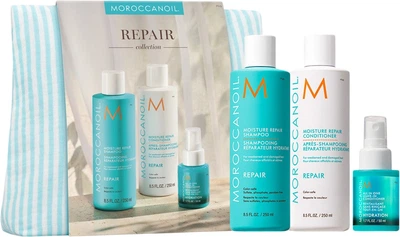 Набір для догляду за волоссям Moroccanoil Repair Косметичка + Шампунь 250 мл + Кондиціонер 250 мл + Незмивний кондиціонер 50 мл (7290121931632)
