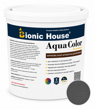 Лазур для дерева Bionic House Aqua Color UV Protect Арт Грей (Art Gray) 10л