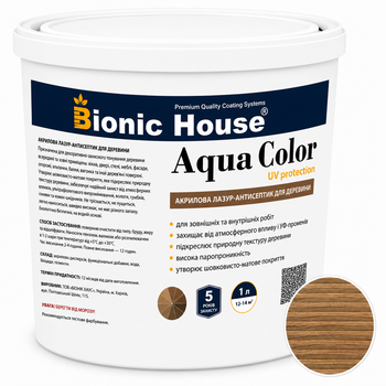 Лазур для дерева Bionic House Aqua Color UV Protect Кедр (Cedar) 0,8л