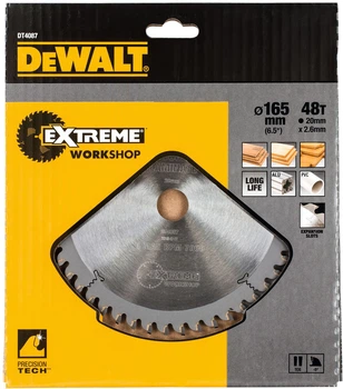 Пиляльний диск DeWalt Extreme Workshop 48T 165 x 20 мм DT4087-QZ (5035048057186)