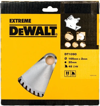 Пиляльний диск DeWalt Extreme 48T 165 x 20 мм DT1090-QZ (5035048066416)