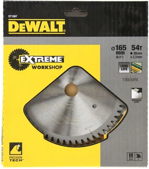 Пиляльний диск DeWalt Extreme Workshop 54T 165 x 20 x 1.6 мм DT1087-QZ (5035048083369)