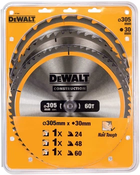Набір пильних дисків DeWalt 24T/48T/60T 305 x 30 мм 3 шт. (5035048095812)