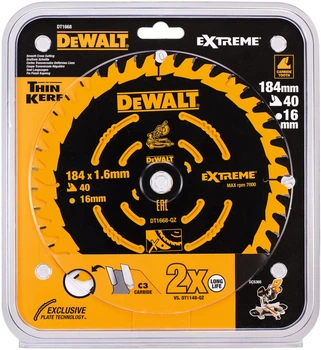 Пиляльний диск DeWalt Extreme 40T 184 x 16 мм DT1668-QZ (5035048537039)