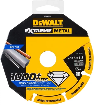 Tarcza diamentowa DeWalt Extreme Metal 115 x 22.23 x 1.3 mm DT40251-QZ (5035048545294)