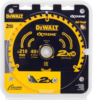 Пиляльний диск DeWalt Extreme 40T 210 x 30 мм DT20433-QZ (5054905282882)