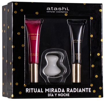 Zestaw do pielęgnacji twarzy Atashi Anti-Age Krem pod oczy na dzień 15 ml +  Krem pod oczy na noc 15 ml + Masażer do twarzy (8429449105169)