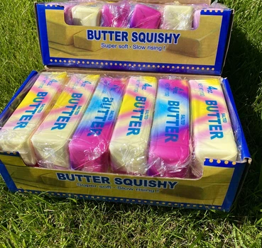 Вершкове масло сквіш райдужне 13см Butter іграшка антистрес шматок вершкового масла батер сквіш
