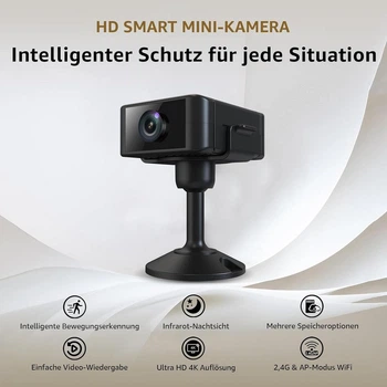 Мини-камера, 4K HD Wi-Fi камера видеонаблюдения для дома с прямой трансляцией, мобильное приложение