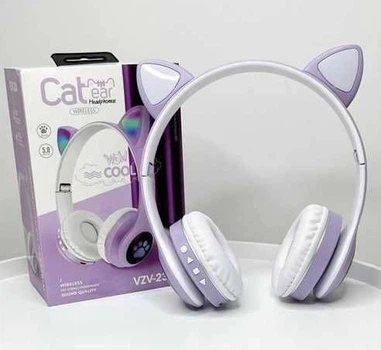 Беспроводные детские наушники с ушками Cat Ear фиолетовые