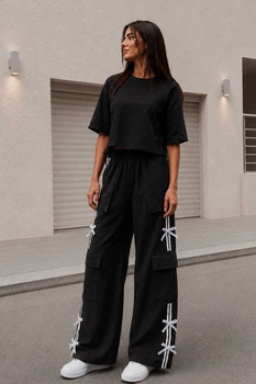 Костюм женский однотонный черного цвета Fashion размер 44 (216199)