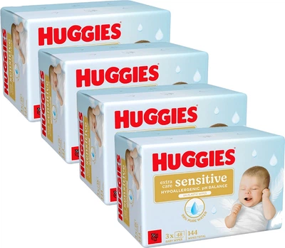 Набор влажных салфеток Huggies Extra Care Sensitive без пластика 576 шт (5029054253359+5029054253359+5029054253359+5029054253359)