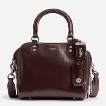 Сумка кросс-боди через плечо женская из натуральной кожи маленькая Coach Cube Rogue Bag 20 BG-COA-125 Бордовая (196395632732)