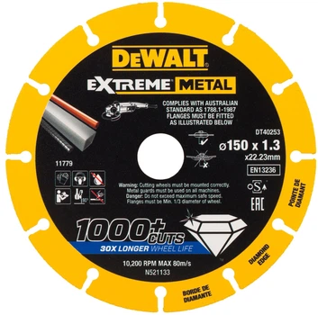 Алмазный диск DeWalt Extreme Metal 150 x 22.23 x 1.3 мм DT40253-QZ (5035048545324)