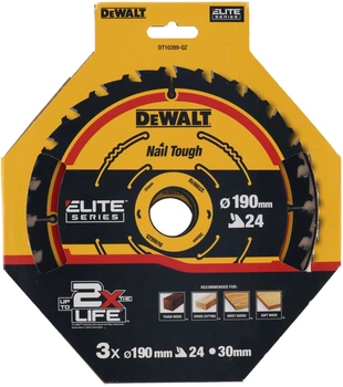 Набор пильных дисков DeWalt Elite Series 24T 190 x 30 мм 3 шт. DT10399-QZ (5035048099469)