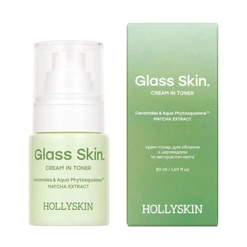 Крем-тонер для обличчя з церамідами та екстрактом матчі Hollyskin Glass Skin. 50 мл