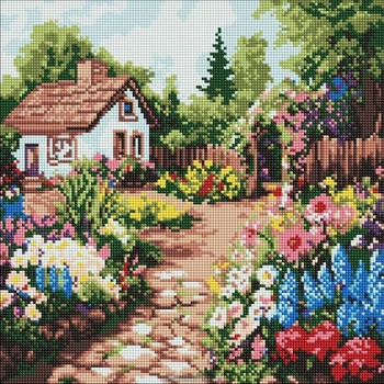 Алмазна мозаїка Ideyka Квіткові грядки 40 x 40 см AMO8232 (4823104379362)