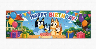 Бумажный плакат "Блуи. Bluey" 30х90 см