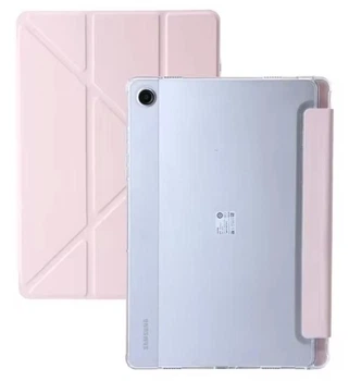 Чехол Transparent Origami на Samsung Galaxy Tab A11 Plus (11") / чехол для планшета с функцией подставки / розовый
