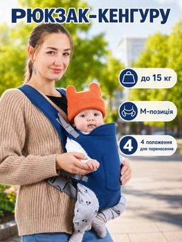 Эргорюкзак переноска детская кенгуру слинг рюкзак для новорожденных детей малышей от 3,5 до 15кг с 3 месяцев 4 положения Baby Carrier Синий