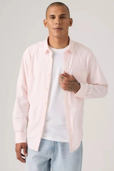 Мужская рубашка в клетку Levi's 52(XL) Белый-Розовый (149333)