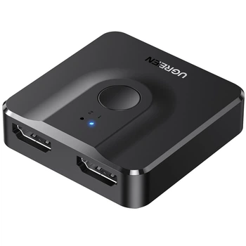 HDMI-перемикач UGREEN 4K@60Hz, двоспрямований HDMI-розгалужувач 2 в 1, підтримка UHD 3D HDR