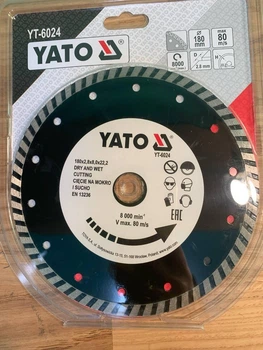 Алмазный диск YATO TURBO 180 мм, 8.0 мм, 22.2 мм, Н=2.8 мм (YT-6024)