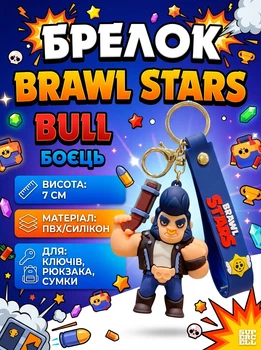 Брелок Бравл Старс Brawl Stars Bull Булл боец фигурка игрушка для ключей, рюкзака, сумки 7 см
