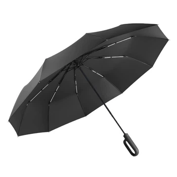 Зонт Lesko H448 Black полный автомат антиветер от дождя и солнца с ручкой карабином 10 спиц