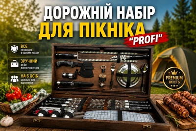 Складной стол-кейс для пикника с шампурами и аксессуарами для барбекю