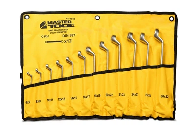 Ключі накидні MASTERTOOL набір 12 шт (6-25, 27, 28, 30, 32 мм) 31CrV3 COLD FORGED DIN897 у чохлі 72-3212