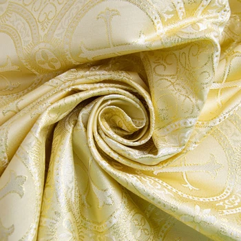 Ткань парча церковная IDEIA 140 г/м2 150 см декоративная жаккардовая ткань для церковной одежды, облачения, декора и оформления золото м.п.