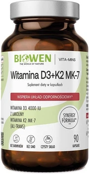 Kompleks witaminowy Biowen Witamina D3 + K2 90 kapsułek (5904806120786)