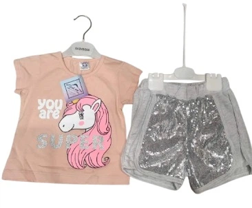 Костюм для девочки Baby Rose летний с футболкой и шортами 110 см персиковый