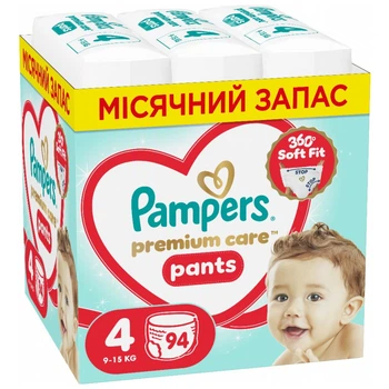 Подгузники Pampers Premium Care Pants Розмір 4 (9-15 кг) 94 шт (8006530320160)