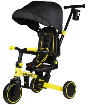 Беговел Tri-cycle 6in1 Milano 002 желтый для детей от 1 года с боковой поддержкой и козырьком