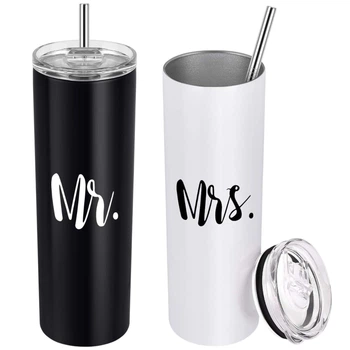 Термокружки двойные Mr&Mss из нержавеющей стали 21,5х7,5 см черная и белая (CGQ-028)