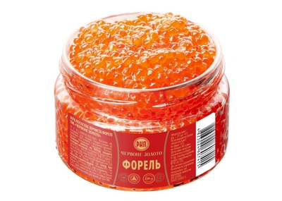 Червона ікра форелі "Червоне Золото" натуральна лососева ікра 250 г